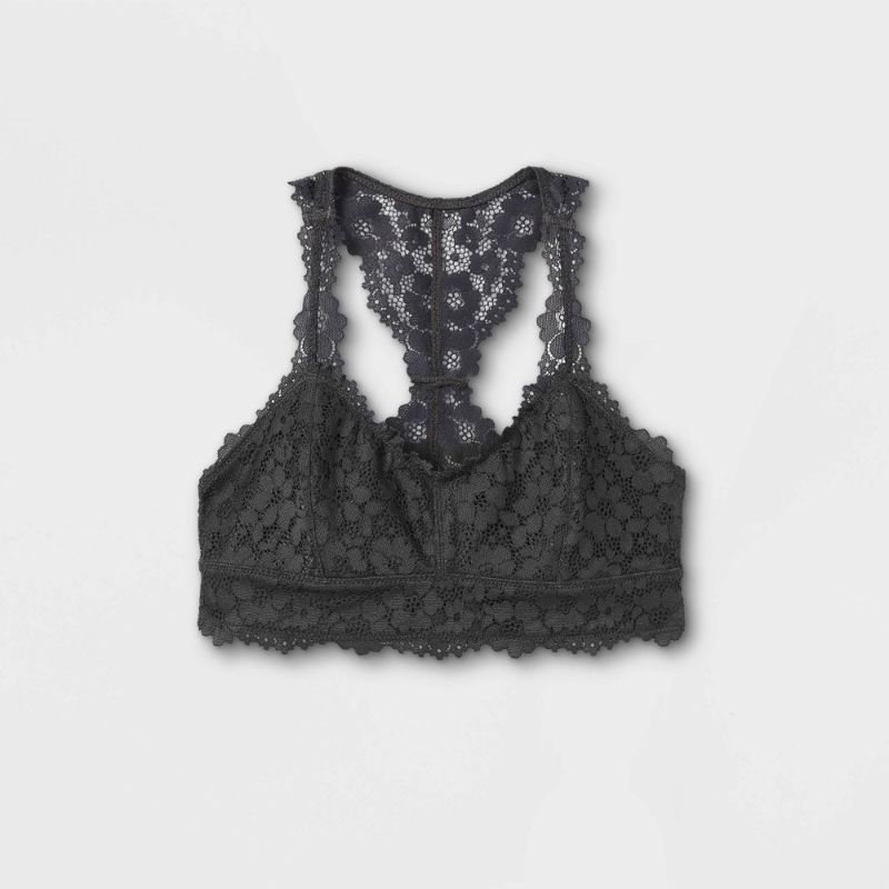 Photo 1 of Girls' All Over Lace Bralette - Art Class™ Charcoal Gray
Size: M 2 pack 
