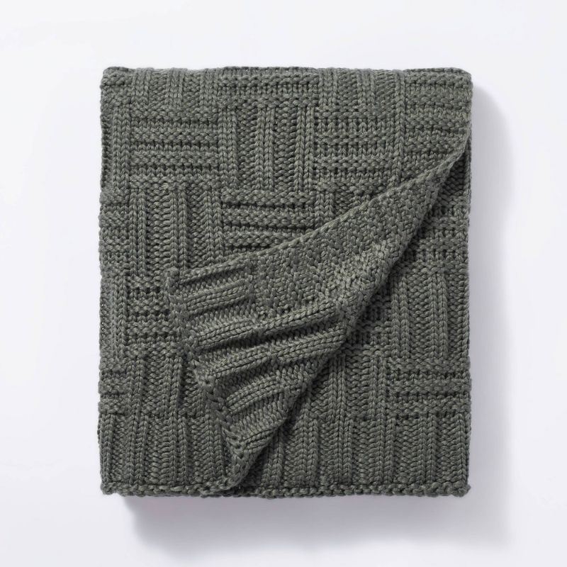 Photo 1 of Basket Weave Knit Throw Blanket - Threshold™ Designed with Studio McGee
