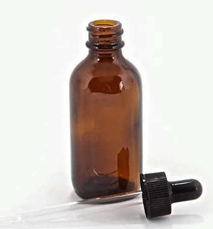 Photo 1 of 12, Amber, 2 oz Glass Bottles, with Glass Eye Droppers