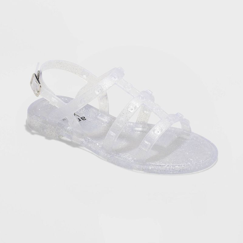 Photo 1 of Girls' Larkin Glitter Slide Sandals - Art Class™ Clear -- Size 5