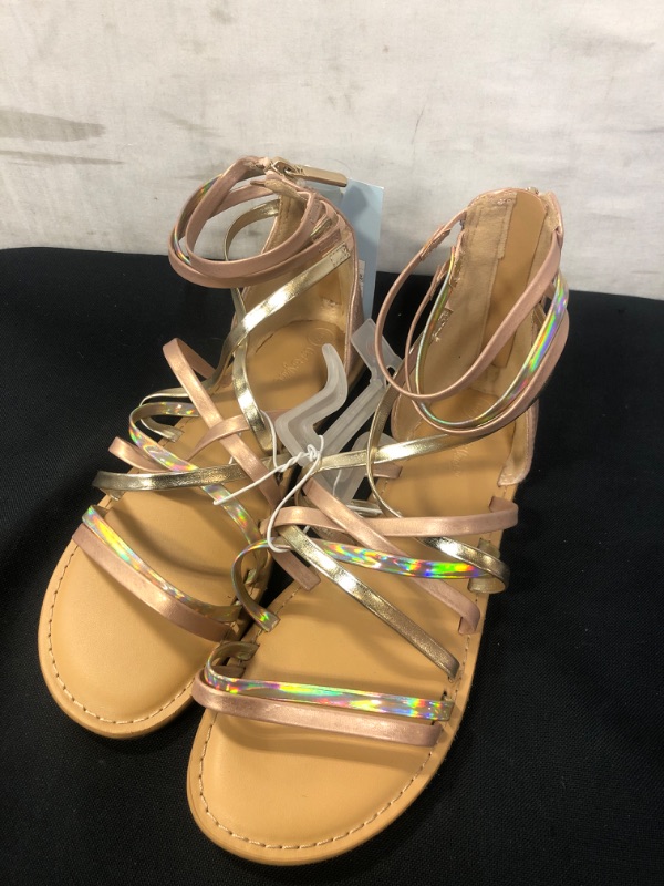 Photo 2 of Girls' Dion Metallic Gladiator Sandals - Cat & Jack Rose Gold 3