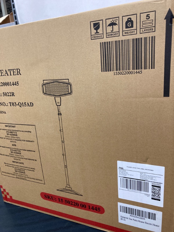 Photo 1 of Antarctic Star Patio Heater Electric Heater,Vertical indoor/outdoor garden heater, Height and Angle adjustable,Remote control IP65 rated, Quiet operation, energy saving, Quick heating for 3 seconds, Maximum power 1500W, ETL