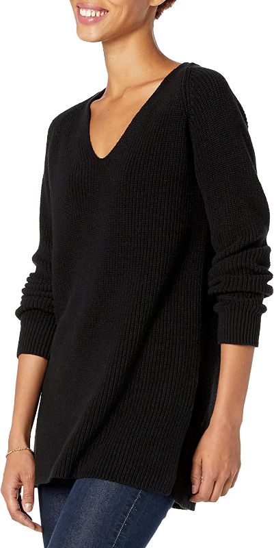 Photo 1 of Goodthreads Women's Cotton Shaker Stitch Deep V-Neck Sweater M