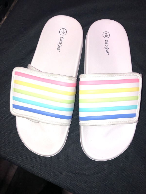 Photo 2 of Girls' Shane Rainbow Print Slip-on Footbed Sandals - Cat & Jack™, SIZE 6 