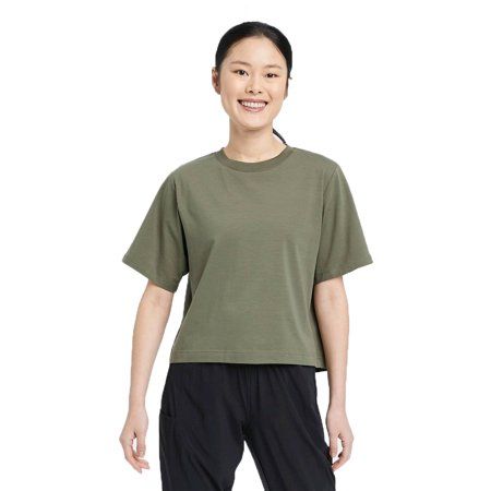 Photo 1 of Olive Green Supima Cotton Cropped Active Short Sleeve Top -SIZE SMALL , 2 COUNT