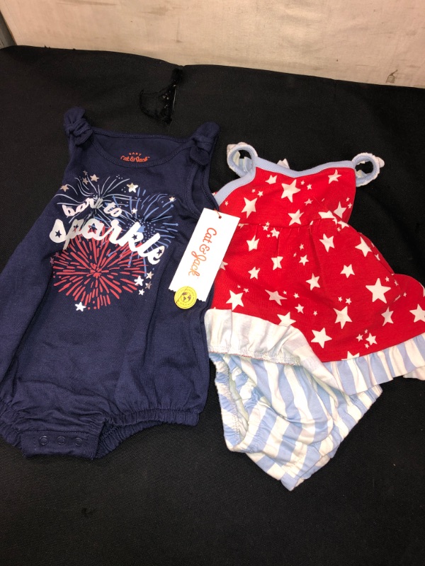 Photo 2 of Baby Girls' 2pk Americana Romper - Cat & Jack™ Navy Blue , SIZE 3-6M 