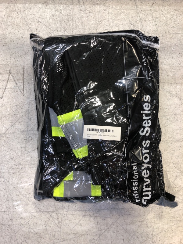 Photo 1 of JKSafety 9 Pockets High Visibility Zipper Front MESH Black Safety Vest | Black with Dual Tone High Reflective Strips | ANSI/ISEA Standards (100-Black, L)
