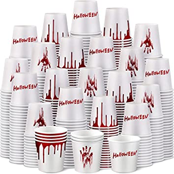 Photo 1 of 600 Pack 3 oz Halloween Bathroom Cups for Kids Bloody Handprint Disposable Cups Small Mouthwash Cups Halloween Party Bathroom Kitchen Restaurant Supplies
