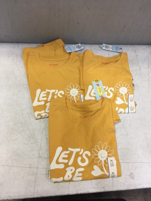 Photo 2 of Boys' 'Let's Be Friends' Short Sleeve Graphic T-Shirt - Cat & Jack™ Mustard Yellow (3PCS, (2)LARGE (1)XL)
