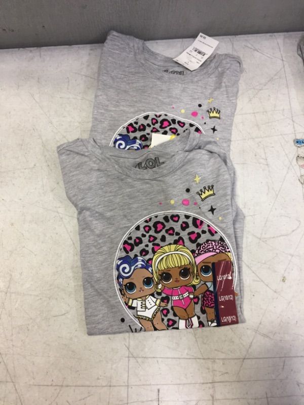 Photo 2 of Girls' LOL Surprise Short Sleeve Graphic T-Shirt - Gray L & XL