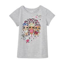 Photo 1 of Girls' LOL Surprise Short Sleeve Graphic T-Shirt - Gray L & XL