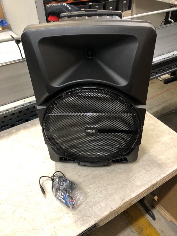 Photo 2 of Pyle Wireless Portable PA Speaker System - 800W Powered Bluetooth Indoor & Outdoor DJ Stereo Loudspeaker with MP3 AUX 3.5mm Input, Flashing Party Light & FM Radio-PPHP1244B
