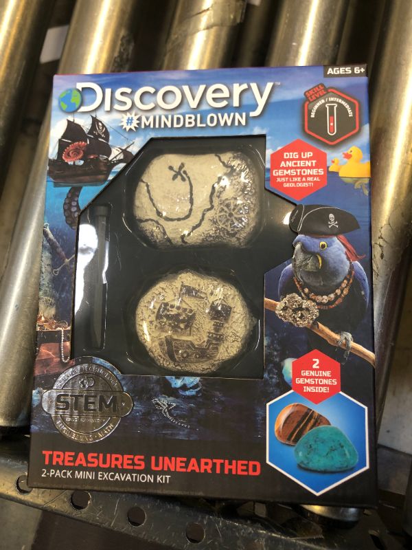 Photo 2 of Discovery #MINDBLOWN Mini Unearthed Treasure Set, 2 Pack Excavation Kit w/Chisel, Uncover 2 Gemstones, Interactive Archaeology Geology Paleontology Experiment, Fun & Educational STEM Toy for Kids 6+ Gemstone Excavation