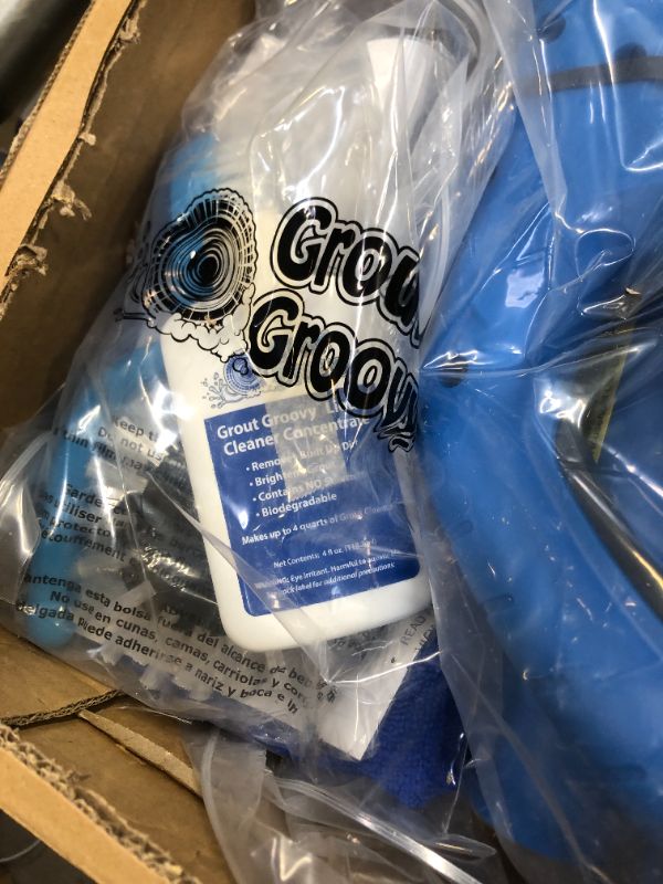 Photo 4 of Grout Groovy Grout Cleaner Bundle | Grout Groovy Electric Stand Up Tile Grout Cleaner Machine with 20’ Cord | 3 Brush Wheels | 1-4oz Super Grout Concentrate Cleaner | 1 Grout Hand Brush | 1 Microfiber Cloth | Floor Tile Grout Cleaner