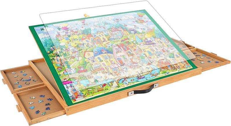 Photo 1 of ALL4JIG 1000PCS Adjustable Jigsaw Puzzle Board with 4 Drawers & Cover - 3-Tilting-Angle Jigsaw Puzzle Table for Adults | 21'' X 29" Jigsaw Portable Puzzle Table Top Easel
