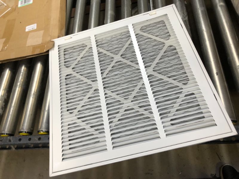 Photo 3 of 18" X 18" Return Air Filter Grille - Filter Included - Easy Plastic Tabs for Removable Face/Door - HVAC Vent Duct Cover - White [Outer Dimensions: 19.75w X 19.75h] 18 x 18