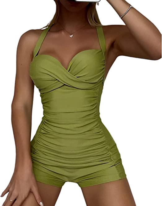 Photo 1 of GMHO Women One Piece Tummy Control Swimsuit Boyleg Female Bathing Suit Ruched with Underwire, Size XL
