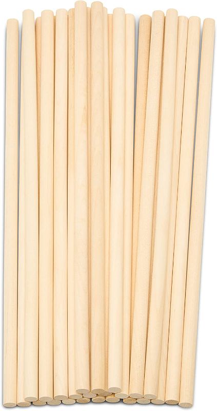 Photo 1 of 100 Pieces Wooden Dowel Rods, Wooden Dowels for Crafts Wood Sticks Dowels 8, 12, 16 x 1/4 Inch Assorted Sizes Unfinished Hardwood Sticks for DIYers, 3 Sizes