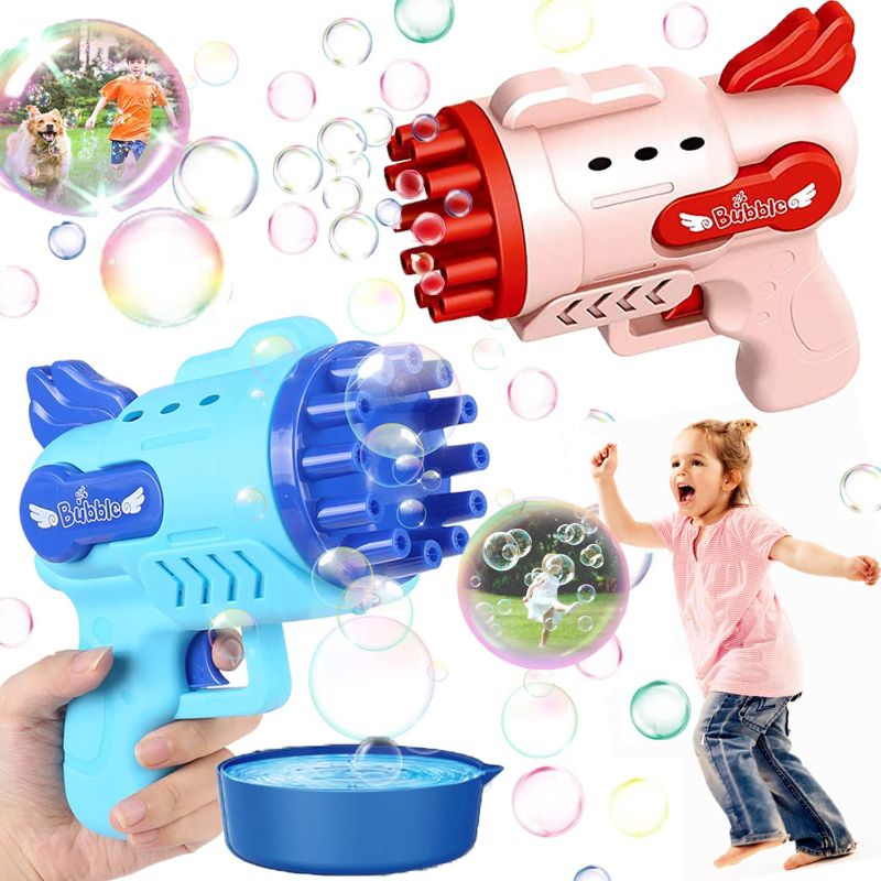 Photo 1 of 2PCS Christmas Automatic Bubble Machine Gun for Toddlers, 12 Hole Bubble Maker Summer Toy for Kids, Bubble Blower with Light Party Favors Bubble Blower for Boys Girls, Outdoor Children's Toys Gift