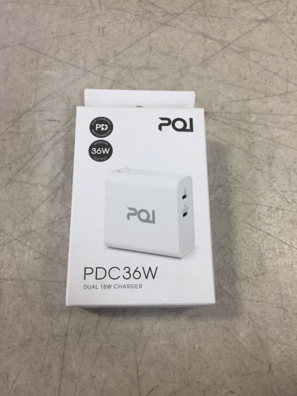 Photo 2 of PQI 36W USB C Wall Charger | 36 Watt Type C Dual Ports Adapter Plug | Supports PD 3.0 Fast Charging | Compact & Portable USB C Charger Block | Compatible with Apple iPhone 12 Pro Max & More | White --FACTORY SEALED -- 
