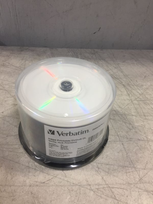 Photo 2 of Verbatim 8.5GB DVD+R DL 8x DataLifePlus Inkjet Printable (50-Pack Spindle)