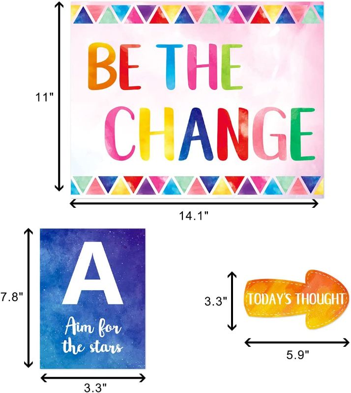 Photo 2 of Alphabet Bulletin Board Set Growth Mindset Posters Watercolor Classroom Decoration
