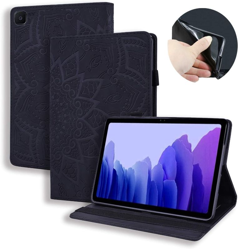Photo 1 of Pefcase for Samsung Galaxy Tab A7 10.4'' Case 2020 Lightweight PU Leather Folio Stand Cover Shell with Card Pocket Pen Holder for Galaxy Tab A7 10.4 Inch SM-T500/505/507 Mandala - Black
