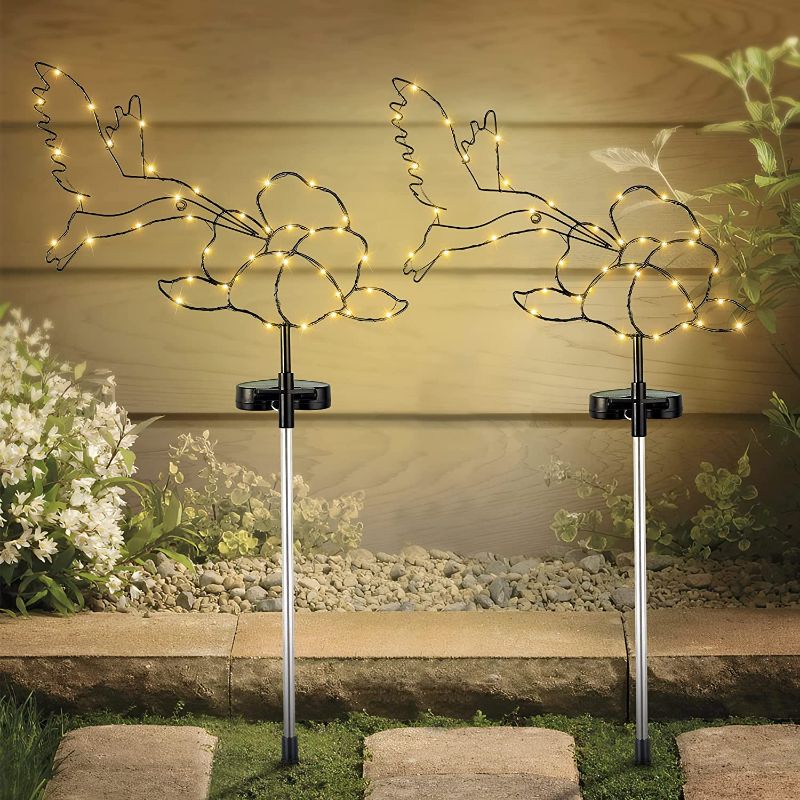 Photo 1 of Woohaha Solar Pathway Lights Outdoor,2PACK 26inch Hummingbird Solar Copper Lights with 8 Modes,Solar Garden Lights,Solar Walkway Lights for Garden, Landscape, Path, Yard, Patio, Driveway(Hummingbird) --FACTORY SEALED --
