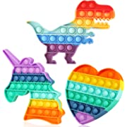 Photo 1 of Fescuty Rainbow Unicorn Dinosaur Pop Stress Relief Fidget Toys Heart Sensory Toys Autism Learning Materials for Anxiety Stress Relief Squeeze Toy Class Rewards Students Party Gifts for Kids
