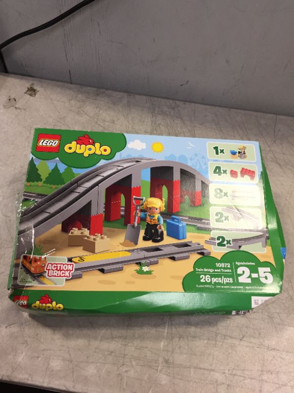 Photo 3 of LEGO DUPLO Town Train Bridge and Tracks 10872 Building Toy Set for Preschool Kids, Toddler Boys and Girls Ages 2-5 (26 Pieces) (POSSIBLE MISSING PIECES DUE TO OPEN/ DAMAGED BOX)

