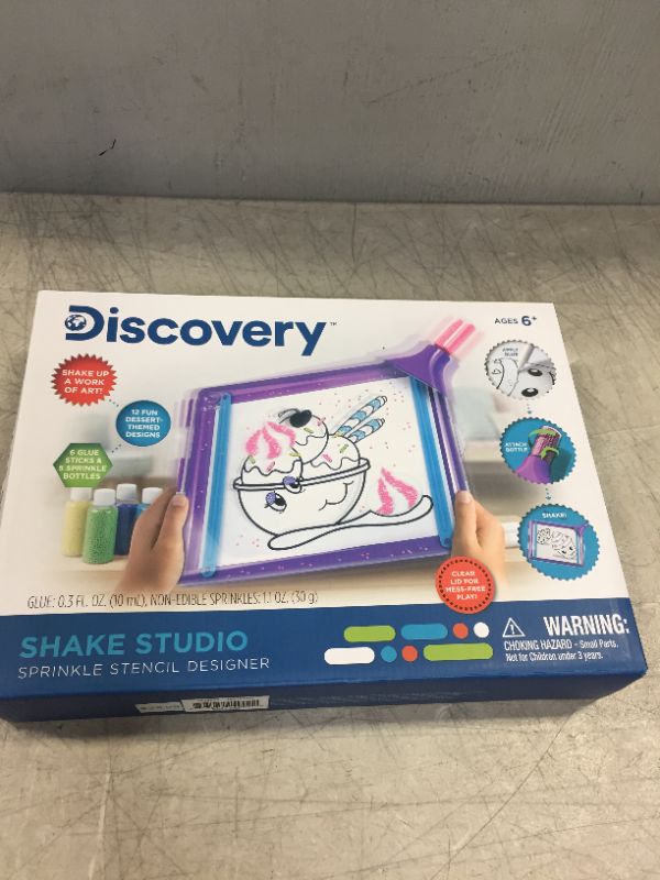 Photo 3 of Discovery Kids Shake Studio Sprinkle Designer Kit, Arts and Crafts Stencil Kit with Sprinkles, Glitter, Glue, and Shaker, Create Colorful 3D Pictures with No Mess, Fun for Kids Ages 6+
