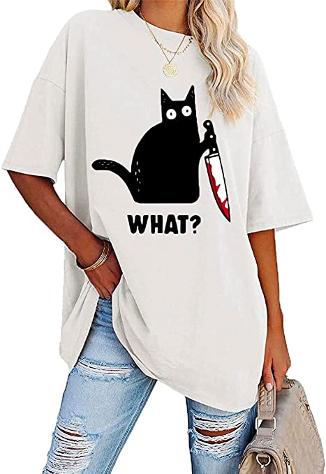 Photo 1 of Fisoew Womens Oversized Tees Loose T Shirts Half Sleeve Crew Neck Color Block Cotton Tunic Tops- SIZE M 
