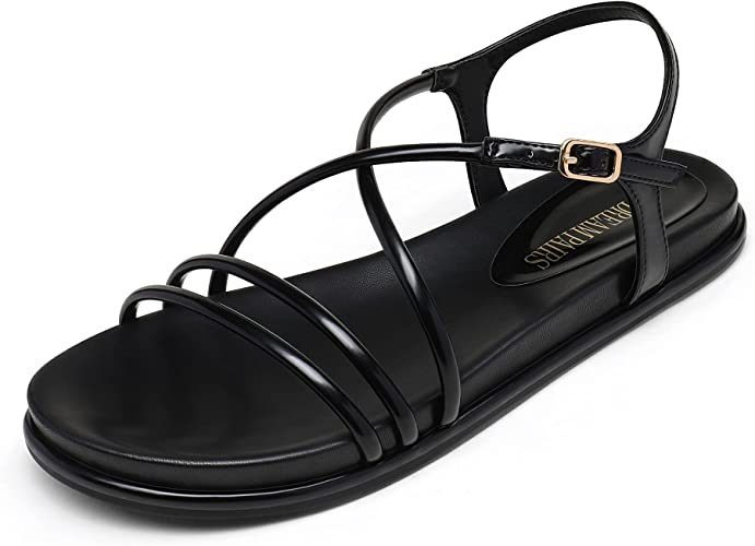 Photo 1 of DREAM PAIRS Women’s Sandals Summer Casual Dressy Cross Strappy Cute Comfortable Round Toe Flat Sandals
 SIZE 7.5
