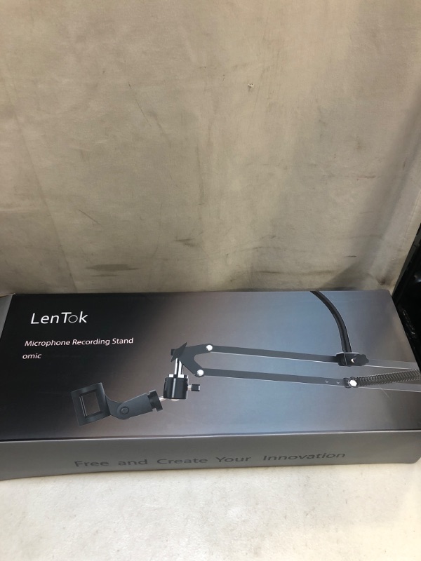 Photo 3 of LenTok Desk Mic Stand with Gooseneck Extension Arm, Heavy Duty Microphone Boom Arm with Phone Holder Compatible with Blue Yeti Snowball Rode Hyperx Quadcast Mic
