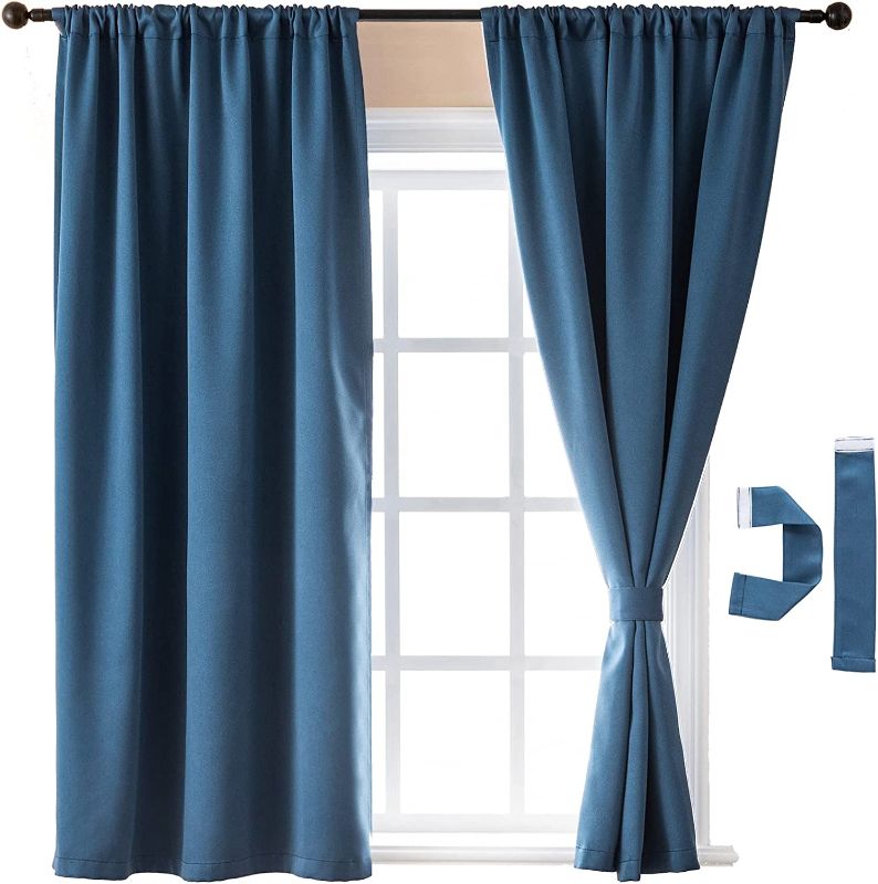 Photo 1 of Baolanna Blackout Room Darkening Curtains 63 Inches Long 2 Panels Set Rod Pocket Window Curtain Panels Thermal Insulated Noise Reducing Draperies for Bedroom Living Room (Royal Blue, W42 x L63 )
