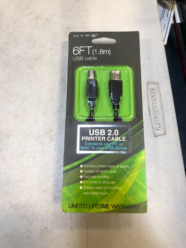 Photo 2 of 6FT (1.8m) USB 2.0 Printer Cable - Connects any PC or MAC to your USB Device
