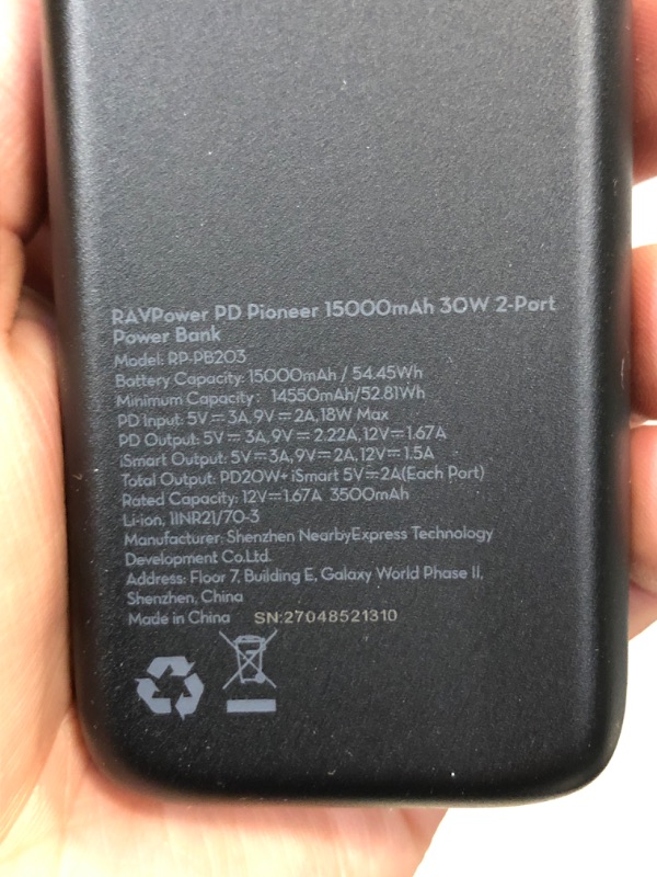 Photo 4 of PD Power Bank RAVPower 15000mAh PD 3.0 USB C Portable Charger 30W Power Delivery Battery Pack with LED Display Ultra Compact QC Phone Charger for iPhone 11 Pro SE 2 Galaxy S10 iPad Pro Nintendo Switch