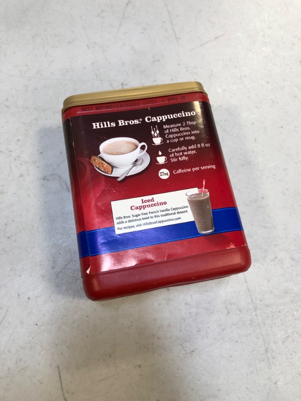 Photo 2 of (3 Pack) Hills Bros. French Vanilla Cappuccino Instant Coffee Powder Drink Mix â?? Sugar-Free, 12 Ounce Canister FRench vanilla , bb sept 15 2022