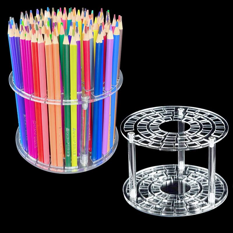 Photo 1 of WerkWeit Paint Brush Holder 2 Pack Paint Brush Holders And Organizers 49Holes Clear Acrylic Paint Brush Organizer Pen Brush Desk Stand Organizer Storage Display for Pen Pencils Brushes
