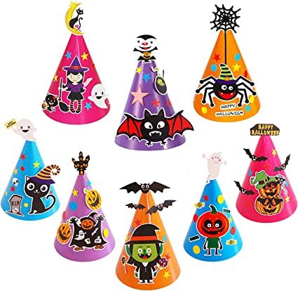 Photo 1 of Halloween Party Decorations,Party Supplies Halloween Hat Kit, Fun DIY Arts Crafts for Kids,Ghost Pumpkin Spider Bat for Halloween Decor Gifts(Assorted Color)
