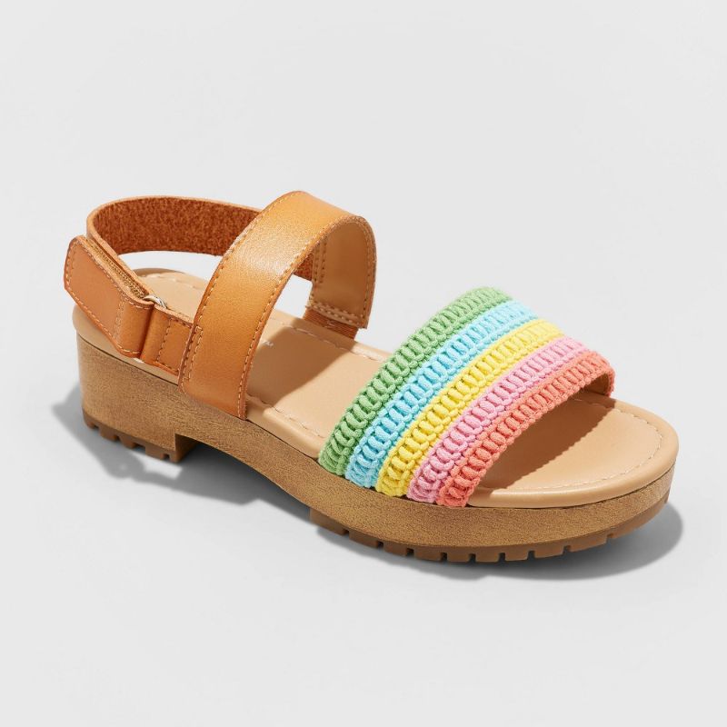 Photo 1 of Girls Ariana Rainbow Pattern Wedge Sandals - Cat  Jack  SIZE 3