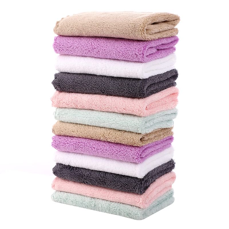 Photo 1 of Cosy Family 12 Pack Baby Washcloths - Large Size 12x12 Inches - Microfiber Coral Fleece Baby Wipe and Burp Clothes - Extra Absorbent and Soft for Newborns, Infants and Toddlers