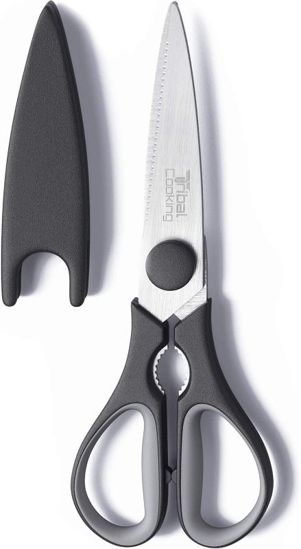 Photo 1 of 2 COUNT Tribal Cooking Kitchen Scissors - 8.8-Inch Professional Kitchen Shears - Heavy Duty, Stainless Steel, Dishwasher Safe - Micro Serrated Edge Cuts Food, Meat, Poultry - Sharp Utility Scissors.