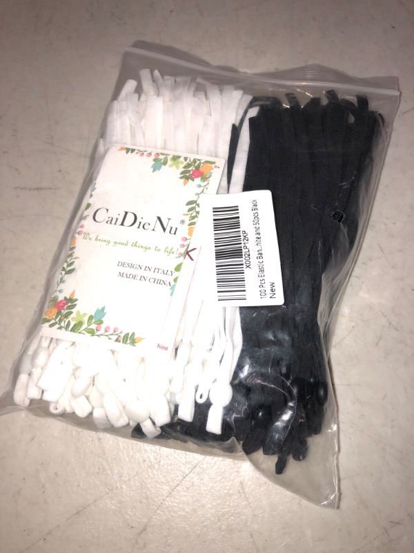 Photo 2 of 100 Pcs Elastic Bands with Adjustable Buckle,Elastic String Bands with Cord Locks,DIY Elastic Bands for Ear Loops,50pcs White and 50pcs Black