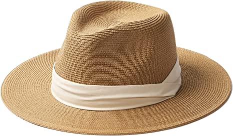 Photo 1 of FURTALK Panama Hat Sun Hats for Women Men Wide Brim Fedora Straw Beach Hat UV UPF 50 SIZE MEDIUM 