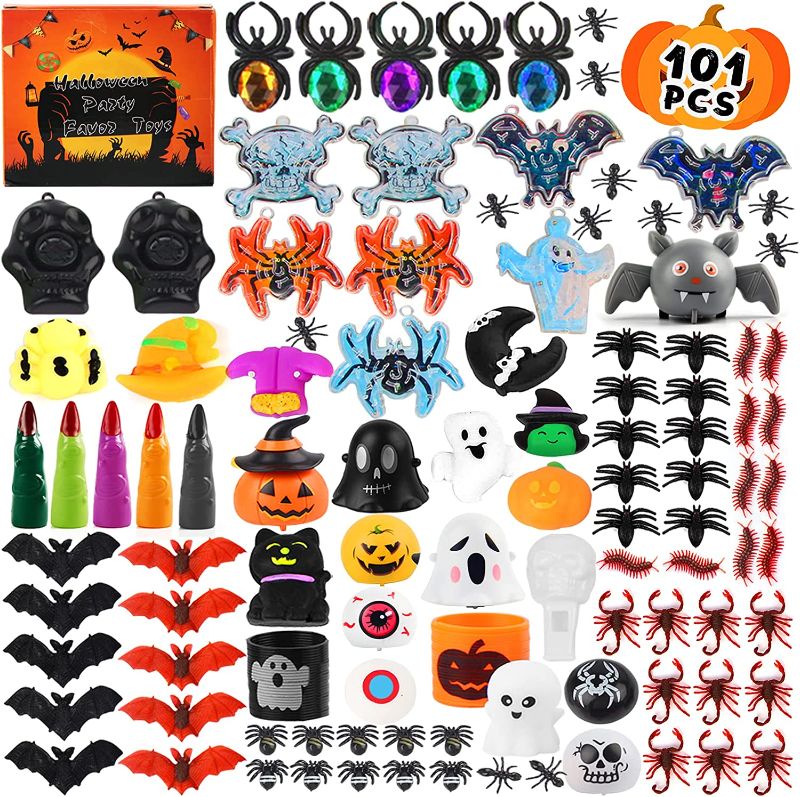 Photo 1 of 101 Pcs Halloween Party Favors Toys Bulk for Kids ,Halloween Goodie Bag Fillers Trick or Treats Party Supplies Fidget Sensory Toys,Classroom Favors Trinkets Gifts for 9 10 11 12 13 Year Old Kids Toys