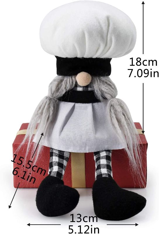 Photo 2 of 2PCS Kitchen Chef Gnome Plush, Nordic Scandinavian Buffalo Cooking Gnomes Figurine, Mr & Mrs Elf Nisse Tomte Dolls for Kitchen Farmhouse Table Display Decor