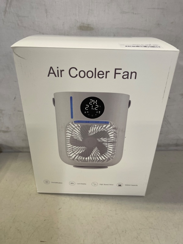 Photo 3 of Portable Air Conditioner Fan, Air Cooler Portable Desktop Air Conditioner with LED Display, 1000ml Capacity,Small Personal Air Cooler Cooling Fan with 7 Colors Light,3 Speeds for Office Home Room
