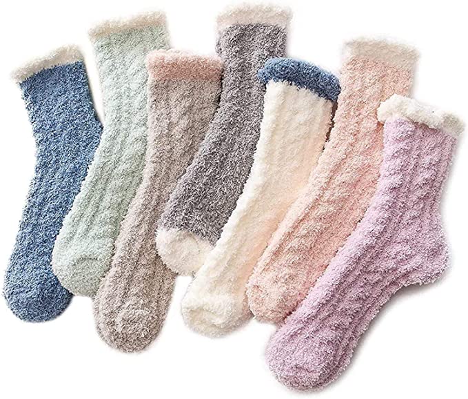 Photo 1 of 
Brand: Azue
Fuzzy Warm Slipper Socks Women Super Soft Microfiber Cozy Sleeping Socks 6 PAIRS 