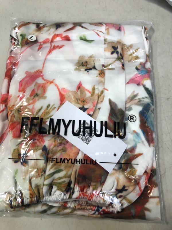 Photo 1 of FFLMYUHUL I U Women's Strap Floral Print Lace Up Backless Deep V Neck Sexy Split Beach Maxi Dress SIZE L
